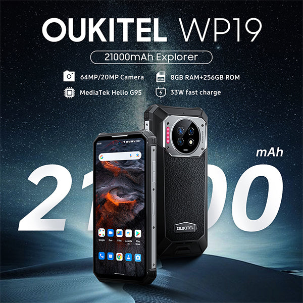 Global Version Oukitel WP19 21000mAh Waterproof Rugged Phone 8GB+256GB 90Hz  64MP