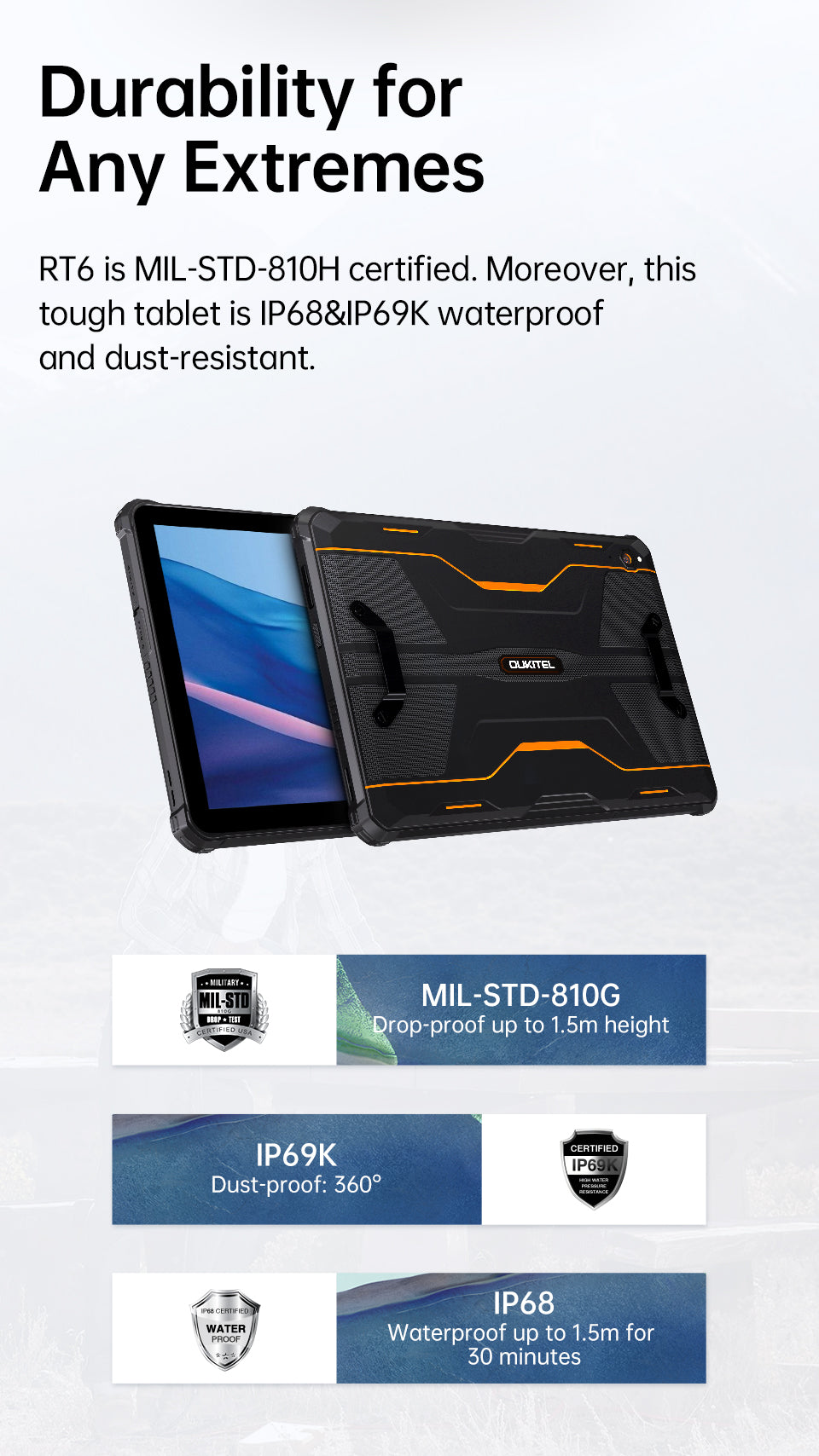 70€ sur RT6 Oukitel: puissante robuste tablette Android 13