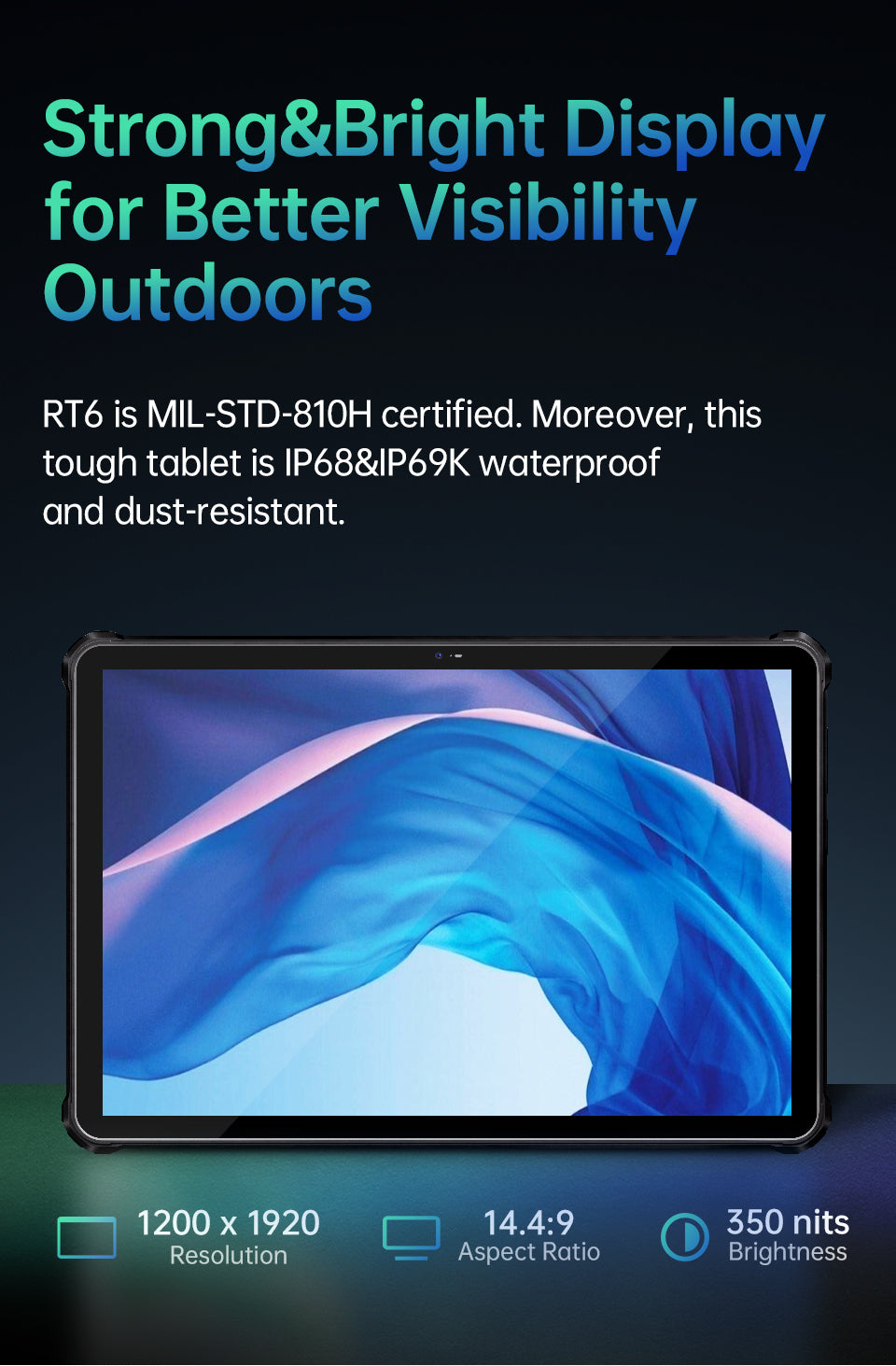OUKITEL Tablet resistente Android 13, RT6 20000mAh Batería grande  14+256GB/1TB 10.1 FHD Pantalla 16+16MP Cámara IP68/IP69K Tableta  impermeable con