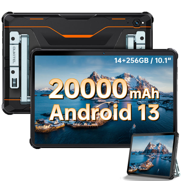 <tc>Oukitel</tc> RT6 10-дюймовый планшет RT6 с быстрой зарядкой, 33 Вт, аккумулятор 20 000 мАч, Android 13 для улицы (8+256 ГБ)