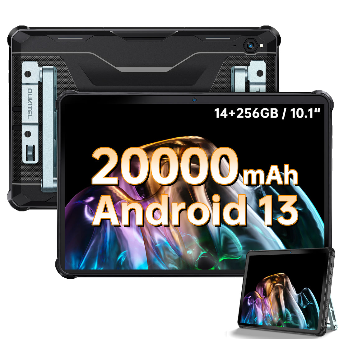 OUKITEL Tablet resistente Android 13, RT6 20000mAh Batería grande  14+256GB/1TB 10.1 FHD Pantalla 16+16MP Cámara IP68/IP69K Tableta  impermeable con