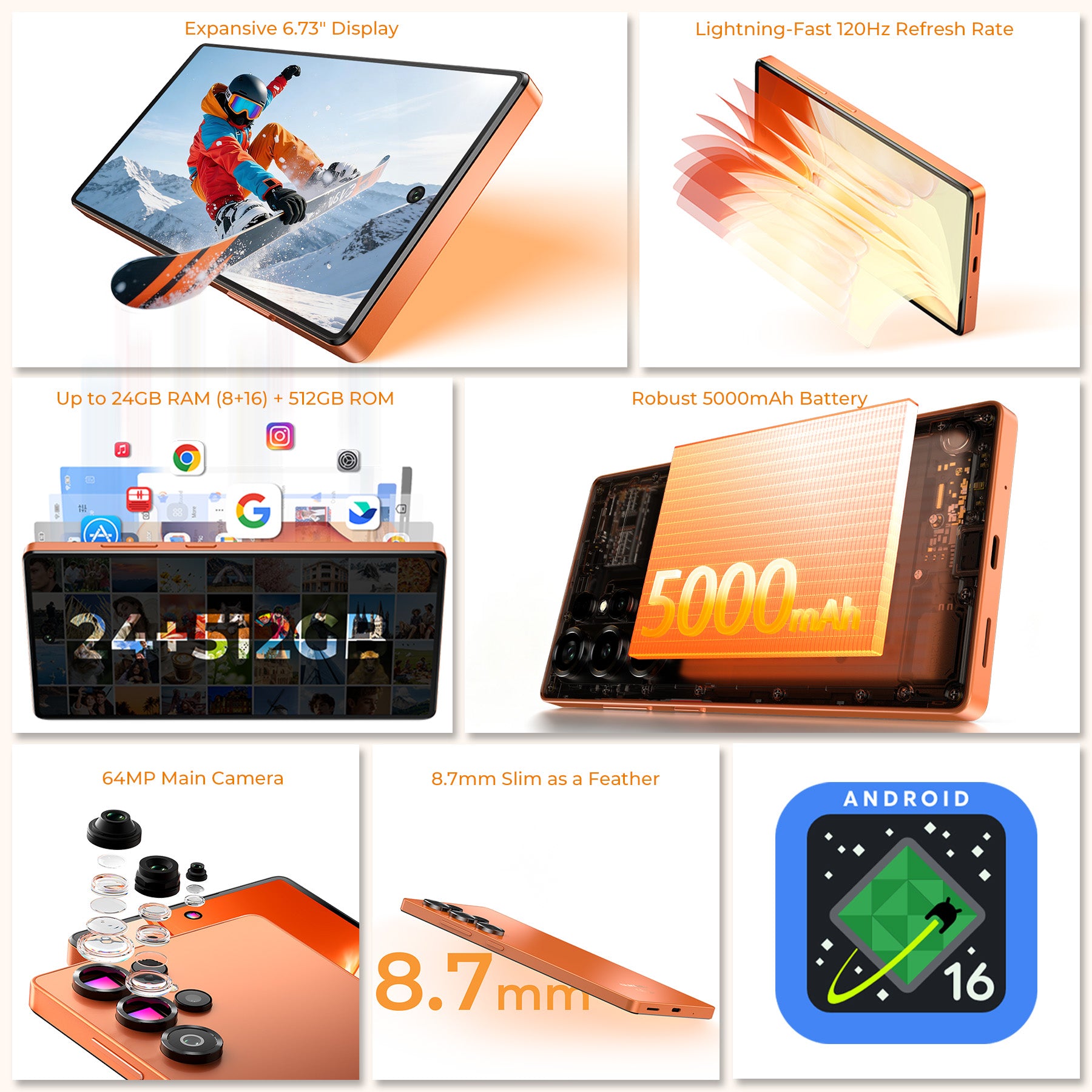OUKITEL C66 6.73-inch 5000mAh Battery 8.7mm Ultra-thin Android 16 Smar