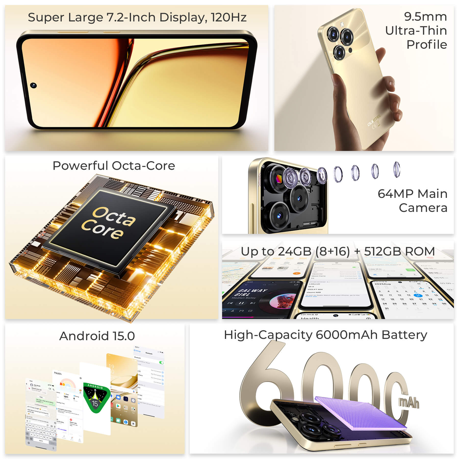 Oukitel C69 7.2-inch 6000mAh Battery 9.5mm Ultra-thin Body