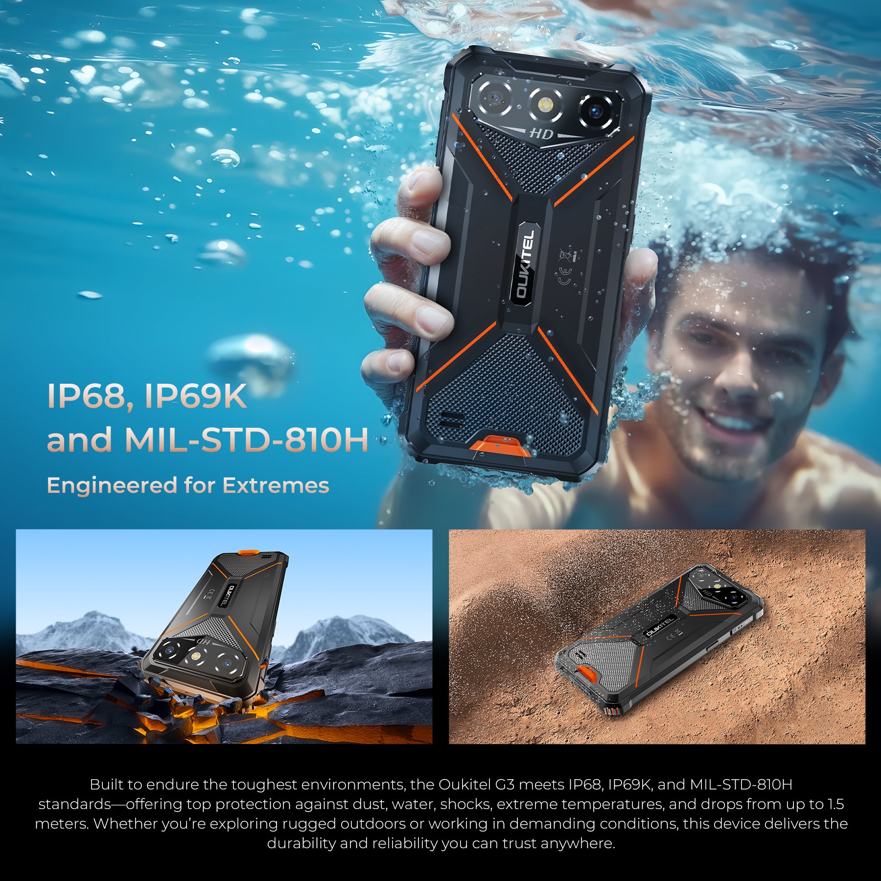 未使用品 OUKITEL G3 スマートフォン 256GB Android 本体 OUKITEL G3-EV Rugged Phone 6'' HD+ Display 6300mAh Big Battery 13MP Ca