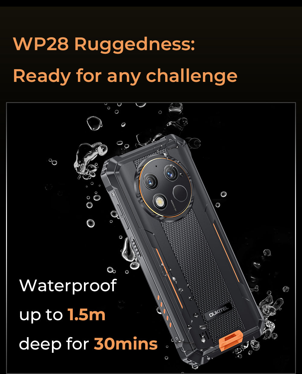 Oukitel WP28 6.52-inch 10600mAh Battery Android 13 Rugged Phone (8+256GB  NFC)