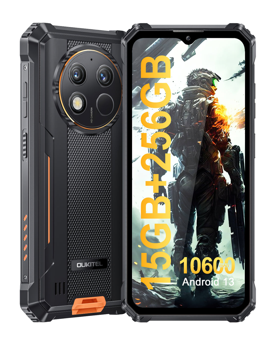 OUKITEL WP28 Rugged Smartphone Unlocked - 15(8+7) GB + 256GB 10600mAh  Battery Android 13 Rugged Phone with 48MP Camera, 6.52 HD+ 4G Dual SIM  IP68/69K